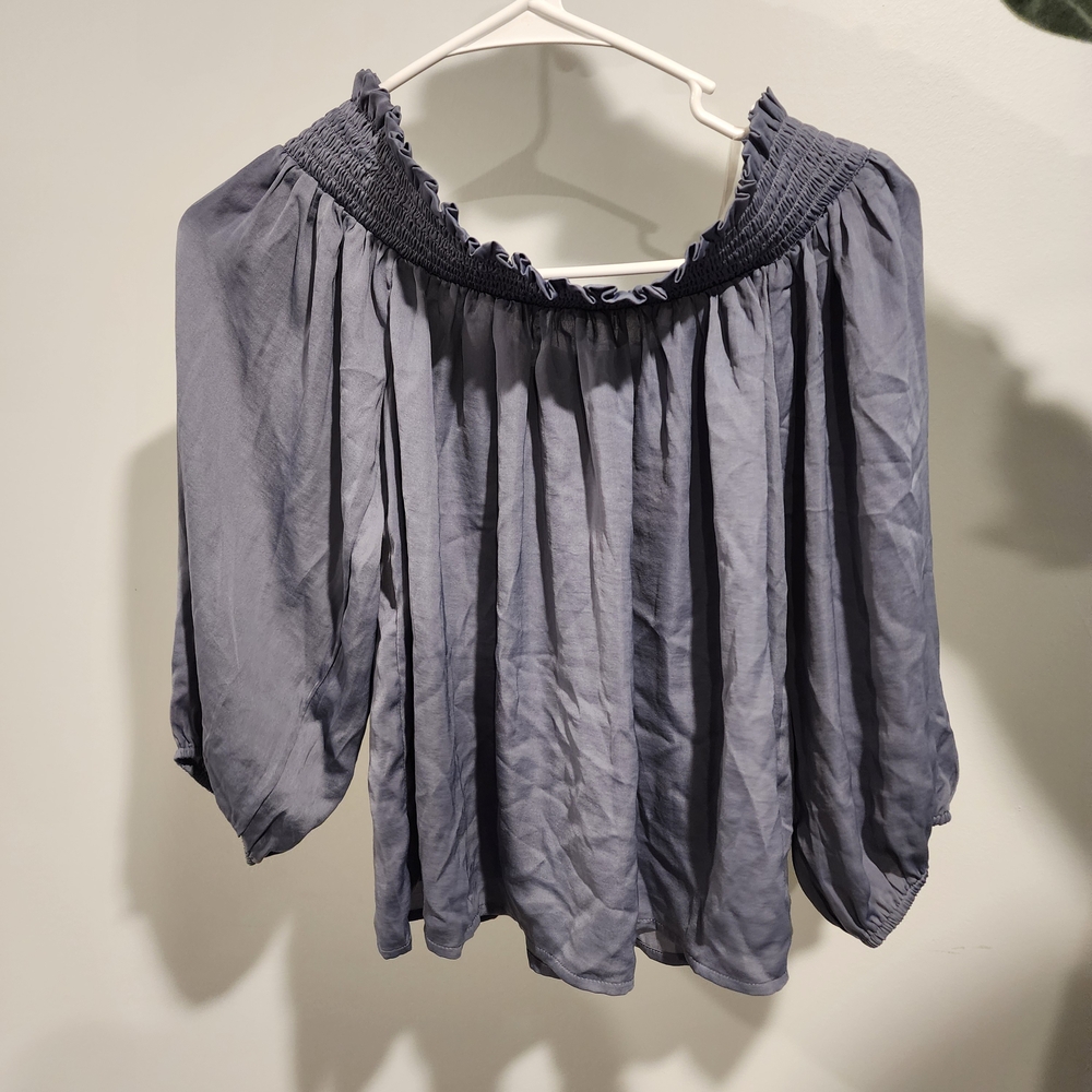 American Eagle Outfitters Off-Shoulder Blue Blouse